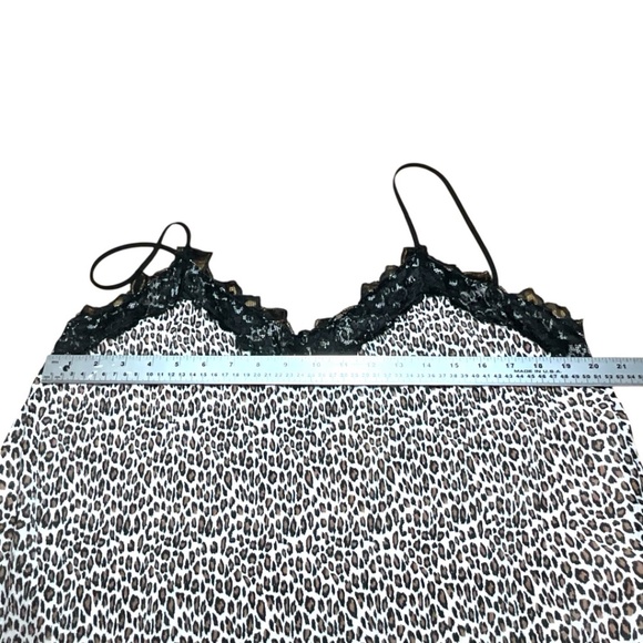 EVERLEIGH Leopard Print Lace Trimmed Crinkle Cami Fully Lined Spaghetti Straps L - Picture 6 of 8